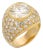 Vintage Gia 3.17 Carat Diamond 18k Yellow Gold Bombé Ring, Size 3 For Sale