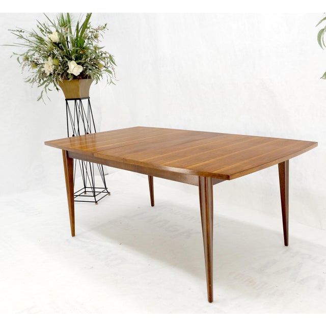 Danish American Mid-Century Modern walnut boat shape dining table 1 leaf mint! Extension leaf 12 inches across. Measure:...