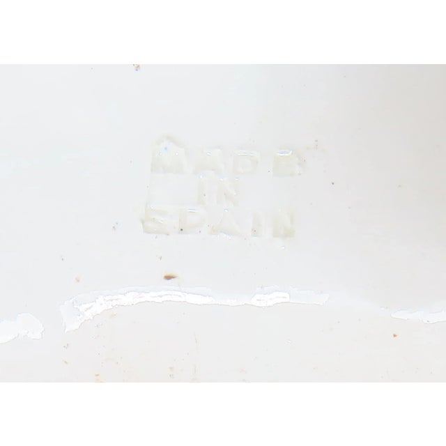 Vintage 1970s Spanish Ceramic Blue & White Reticulated Jardiniere Planter on Pedestal For Sale - Image 11 of 12