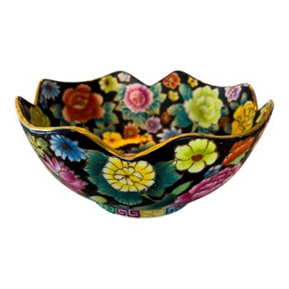 Mid-Century Hand Painted Signed Chinese Bowl For Sale