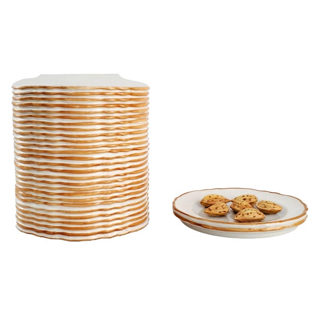 Aldo Londi Canister Faience Majolica Italian Porcelain Trompe l'Oeil Plates & Walnuts 1960s For Sale - Image 4 of 12