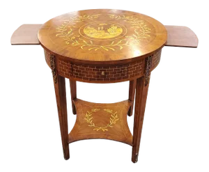 Vintage Round Inlaid Occasional / Side Table