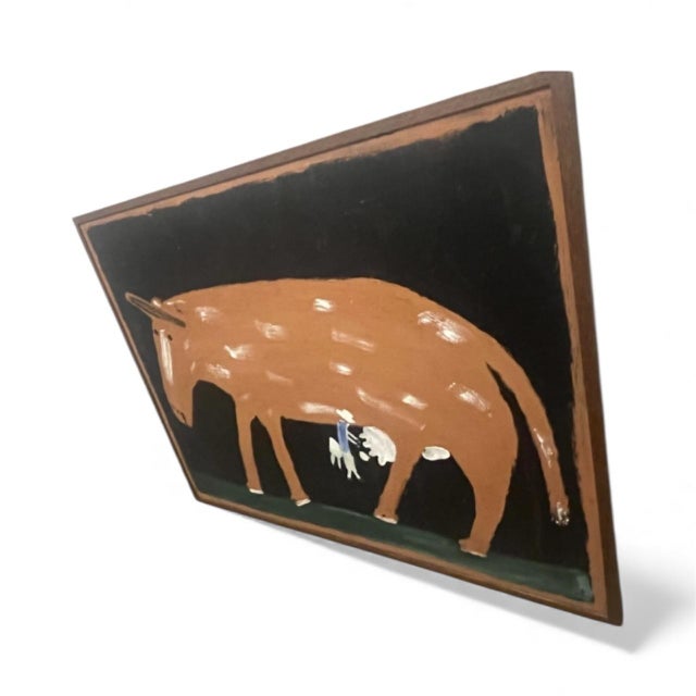 Jimmy Lee Sudduth “Man Milking a Cow” – Large Original Painting, Nyt Obituary Featured, With Gallery Receipt For Sale - Image 4 of 9