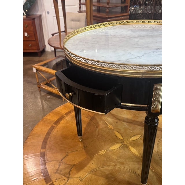 Traditional Jansen Manner Black Lacquer Side Table For Sale - Image 3 of 7