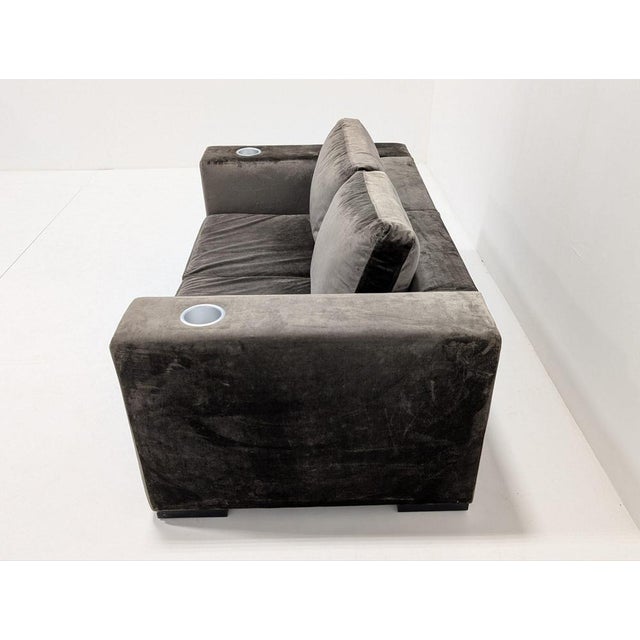 Gray Vintage Velvet Cinema Sofa For Sale - Image 8 of 12