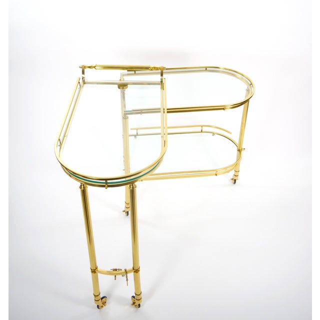 Midcentury Brass and Glass Italian Swing Out Bar Cart For Sale - Image 10 of 12