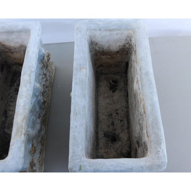 Gray 19th Century Italian Influence Cast Stone/Concrete Trough Putti Planters-a Pair For Sale - Image 8 of 9