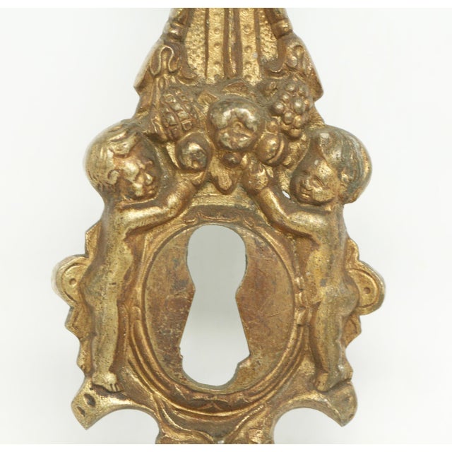 Pair of Highly Ornate Cherubic Figural 9.375 In. Back Plates For Sale - Image 6 of 10
