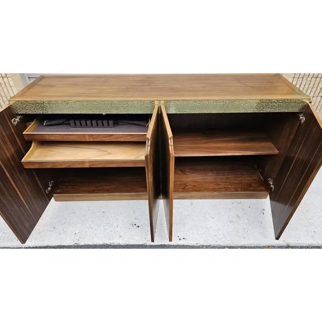 Mid 20th Century Baker Furniture 4-Door Credenza With Brass Accents For Sale - Image 9 of 12