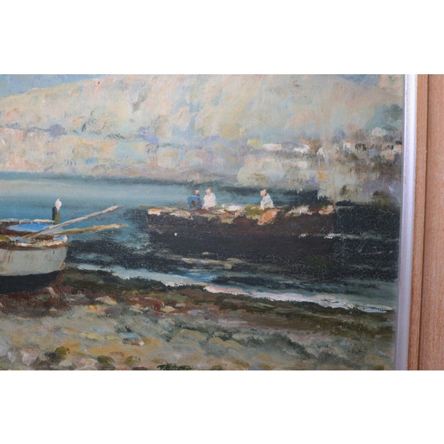 Antique Original f.g. Fortis Nautical Coast Shore Volcano Sail Boat Oil Painting For Sale In New York - Image 6 of 12