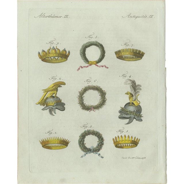 Bertuch, Ancient Crowns and Laurel Wreaths, C. 1800, Engraving For Sale - Image 9 of 9