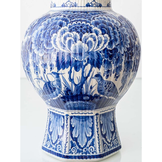 Hand-painted De Porceleyne Fles (Royal Delft) blue and white ceramic table lamp from 1953 with the 1653–1953 jubilee mark,...