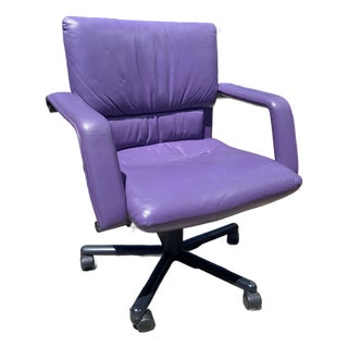1990s Mario Bellini Vitra Figura Post Modern Purple Leather Desk Chair For Sale