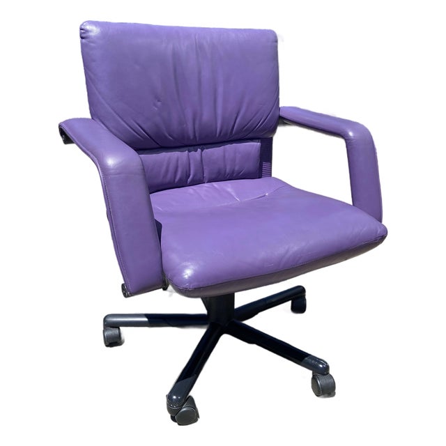 1990s Mario Bellini Vitra Figura Post Modern Purple Leather Desk Chair For Sale