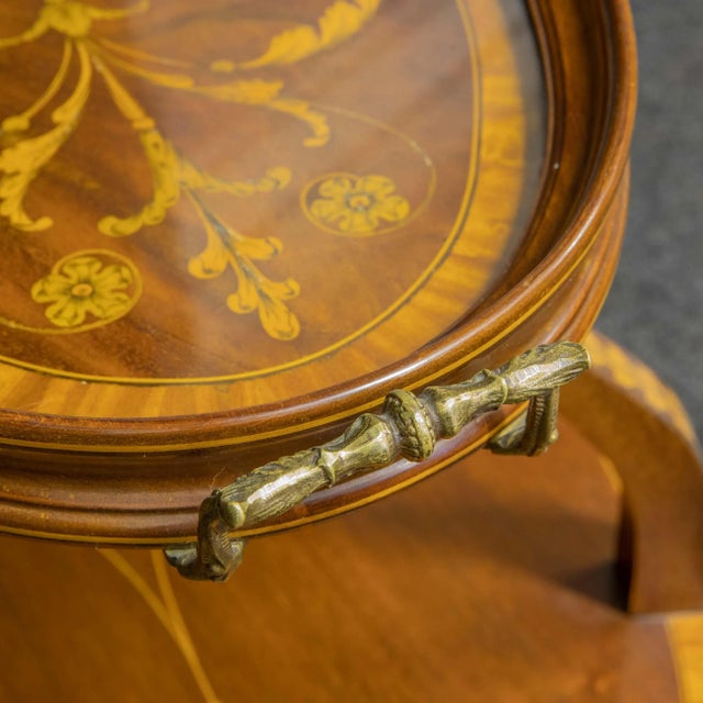 Wood Edwardian Inlaid Mahogany Etagere with Glass Tray Top, 1900s For Sale - Image 7 of 18