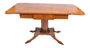 19th Century German Biedermeier Period Drop Leaf Walnut Table