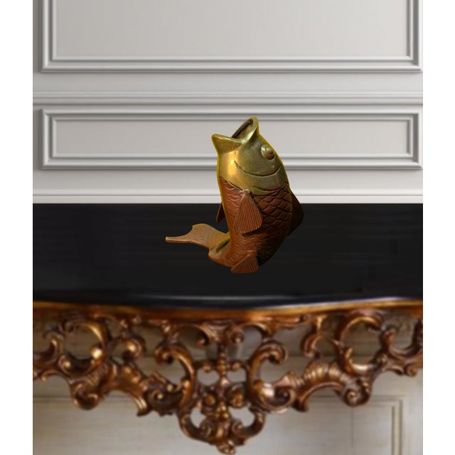 MidCentury Brass Maroon Enamel Coy Sculpture For Sale - Image 10 of 12