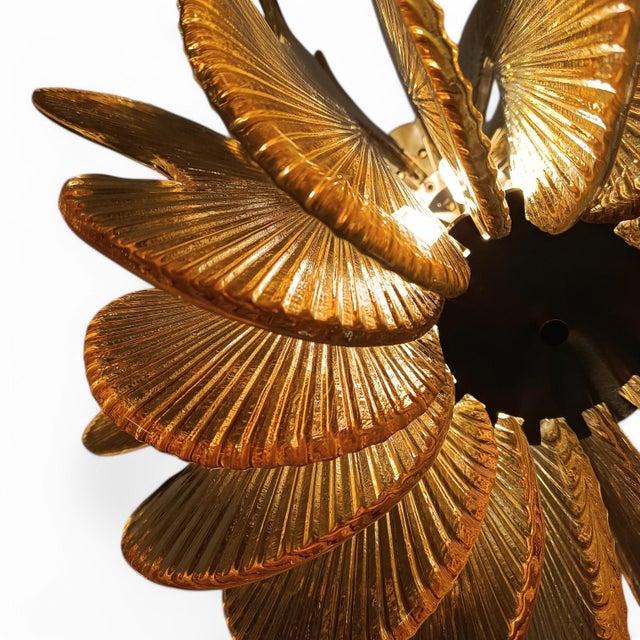 Wavy Golden Plate Ceiling Lamp For Sale - Image 4 of 7