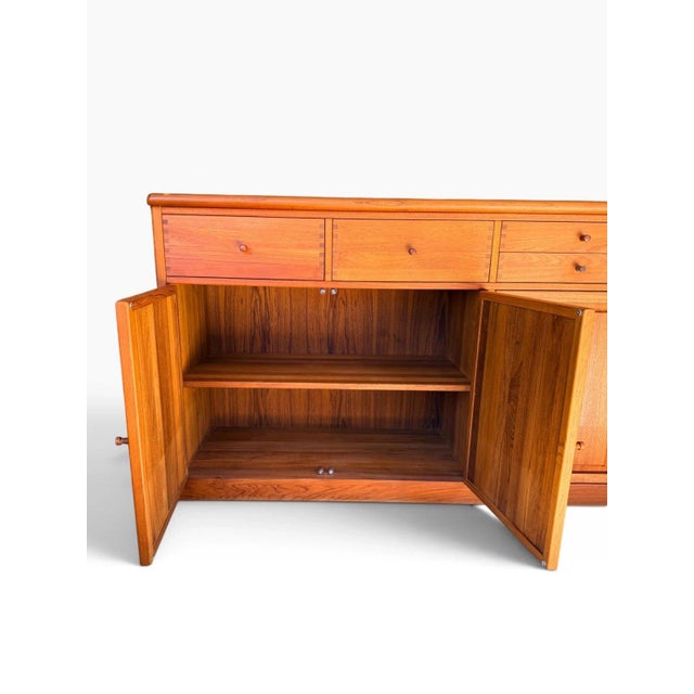 Mid-Century Danish Solid Teak Sideboard Credenza Attributed to Nissen & Gehl For Sale - Image 6 of 17