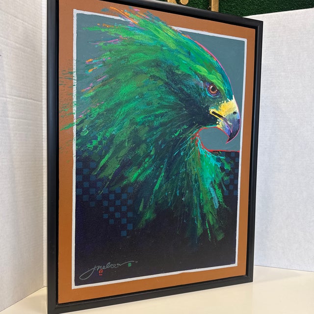 Original painting by artist Jim Nelson titled "The Messenger of Our Grandmother. Acrylic on wood board in a recessed...