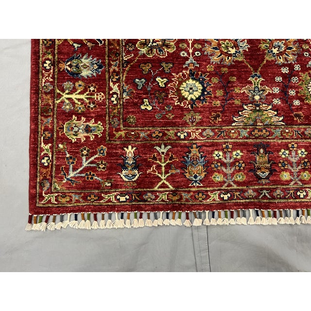 Art Deco Red Sultani Persian Floral Rug, 4'2" X 6'1" For Sale - Image 3 of 12