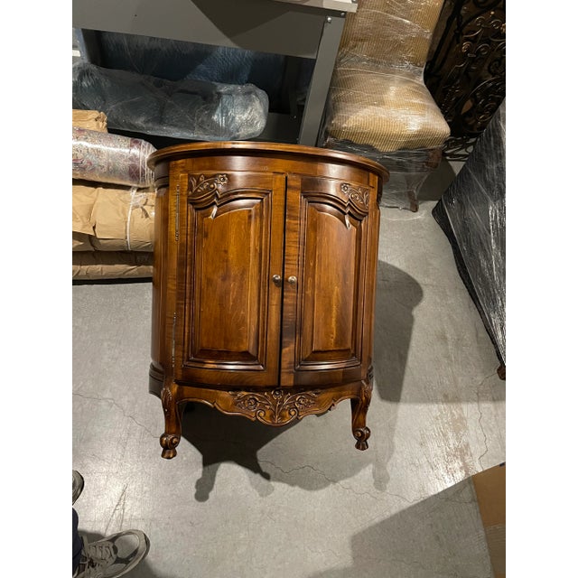 Wood Hand Carved Wood Oval Nighstand For Sale - Image 7 of 9