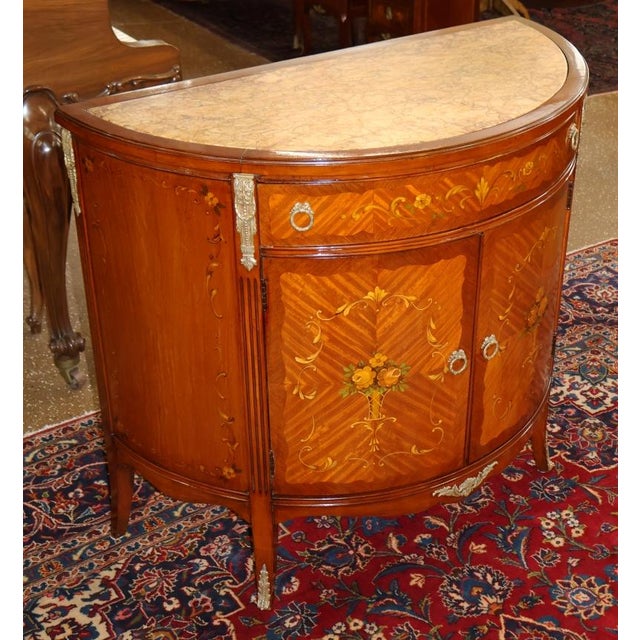 Early 20th Century French Louis XV Marble Top Paint Decorated Chest Commode Dimensions : 38" Wide X 20" Deep X 34" Tall...