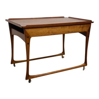 Ingvard Jensen Rolling Teak Bar Cart For Sale