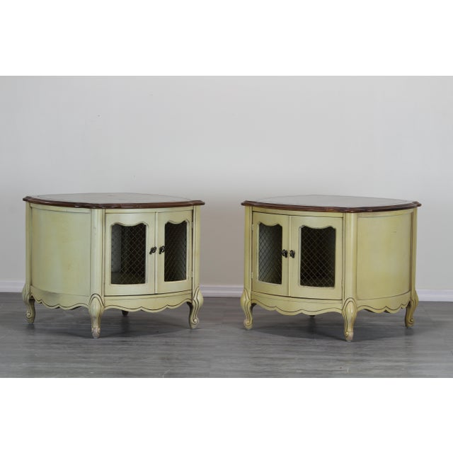 Vintage Mid Century Side Tables With Walnut Tops Chairish