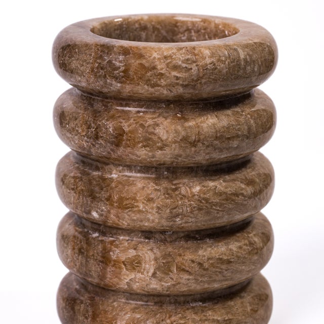 2020s Brown Marble Layered Vase For Sale - Image 5 of 6
