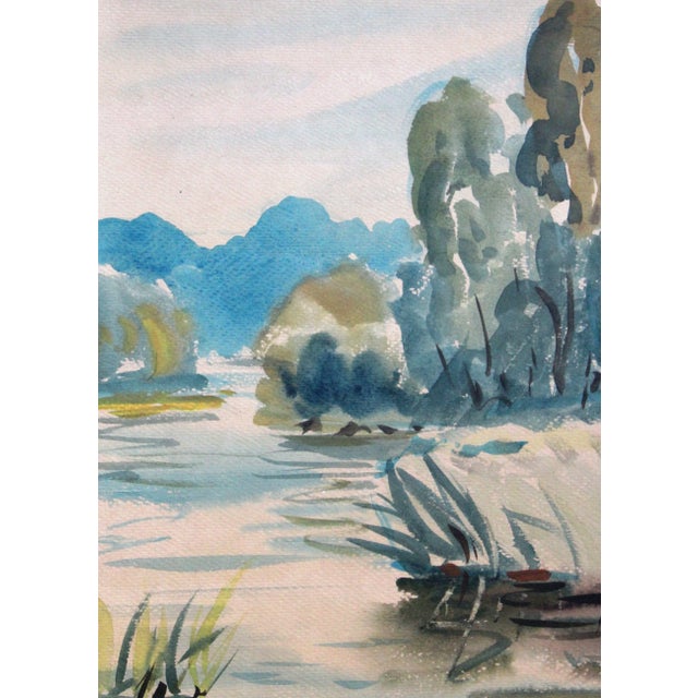 Janis Brekte, River, 1960, Watercolor on Paper For Sale - Image 4 of 6