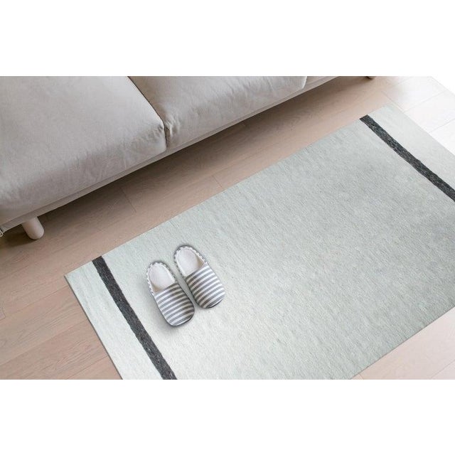 10x14 Ivory Handwoven Wool Understated Bands Geometric Modern Carpet Rug For Sale - Image 9 of 12