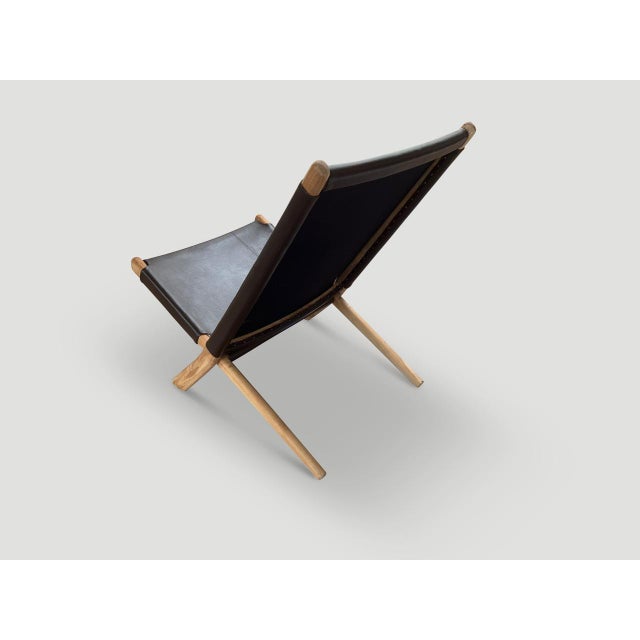 Andrianna Shamaris Minimalist Folding Leather Chair For Sale - Image 12 of 18