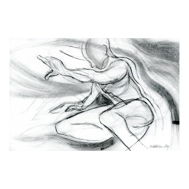 Original Semi Abstract Charcoal Drawing, Butoh Figure For Sale