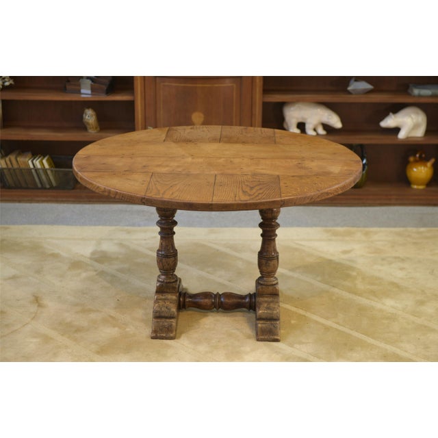 1920s Early 20th Century Circular Oak Table, 1920s For Sale - Image 5 of 13
