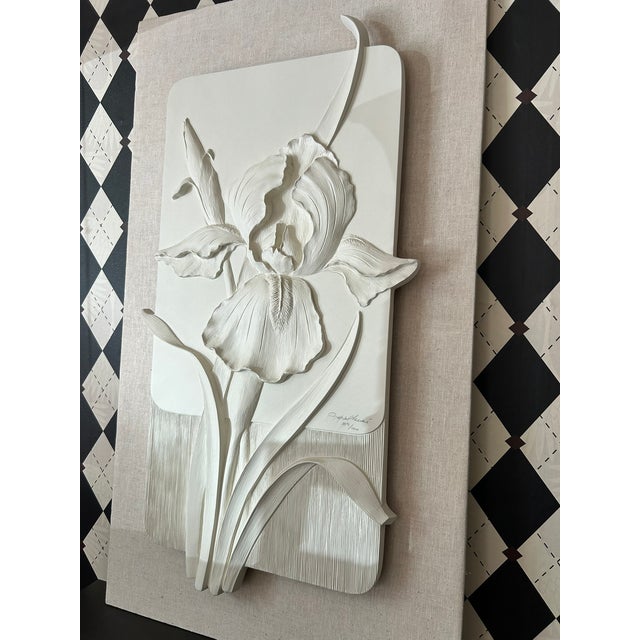 White Iris Relief Signed Limited Edition, Large 36 Inch, Botanical Wall Art For Sale - Image 4 of 14