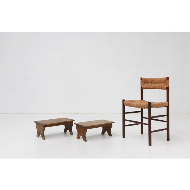 Small Rustic Wooden Stool with Curved Base, France, 1900s For Sale - Image 11 of 11