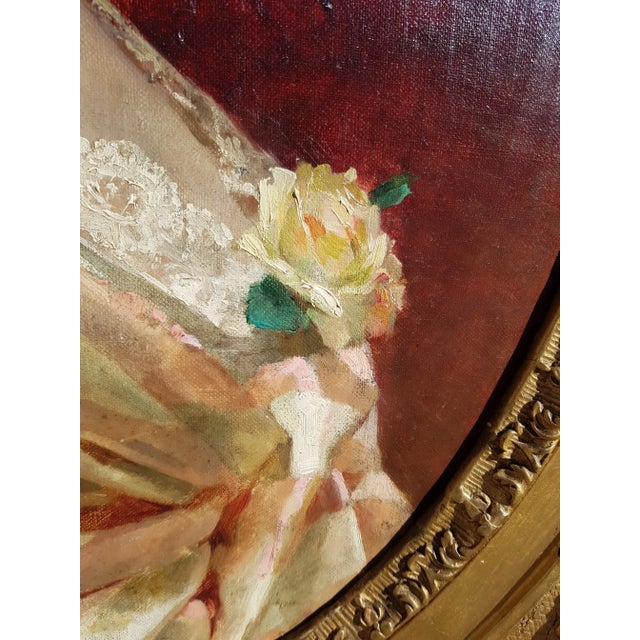 Red Chantron Alexandre-Jacques - Woman Portrait - Oil on Canvas, Framed - 1884 For Sale - Image 8 of 12