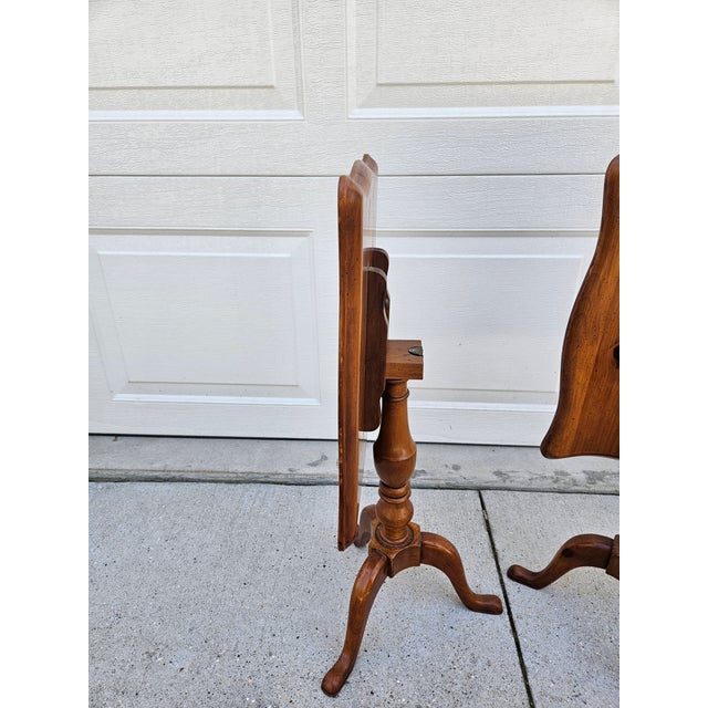 Early 20th Century Petite Pine Flip Top Pedestal Side Tables Candle Stands For Sale - Image 5 of 11