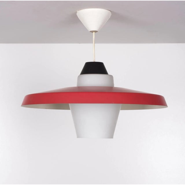 Red Pendant Lamp by Louis Kalff for Philips, 1960s For Sale - Image 8 of 8