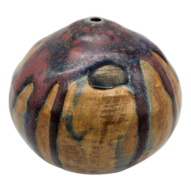 Mid-Century Modern Oxblood & Cobalt Studio Pottery Weed Pot, USA For Sale
