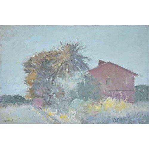 Sigfrido Oliva, Cottage, Oil Painting on Canvas, 1980s For Sale - Image 4 of 4