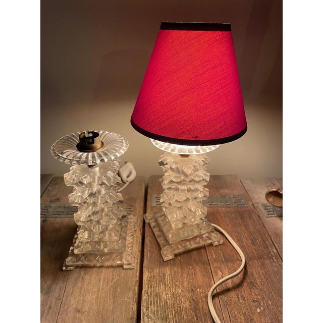 Mid-Century Modern Acrylic Glass Bedside Lamps, Set of 2 For Sale - Image 3 of 12