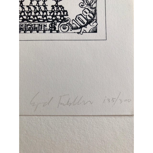 Oyvind Fahlstrom, 1960's Pop Art Silkscreen Print 108$ Bill Inflation Hand Signed and Numbered, 1973 For Sale - Image 4 of 5