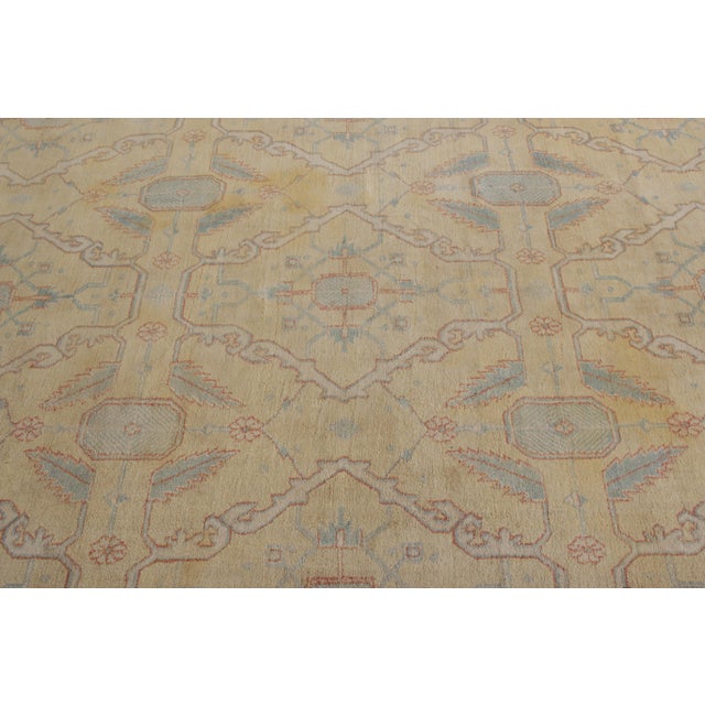 1920s 1920s Agra Runner in Blue and Yellow in Geometric Pattern For Sale - Image 5 of 6