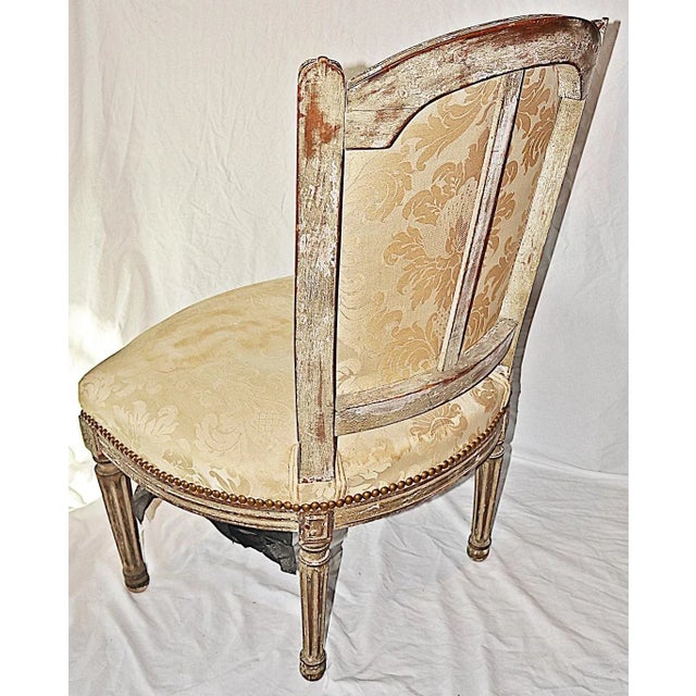 Wood Antique French Painted Louis XVI Style Vanity Chair For Sale - Image 7 of 8