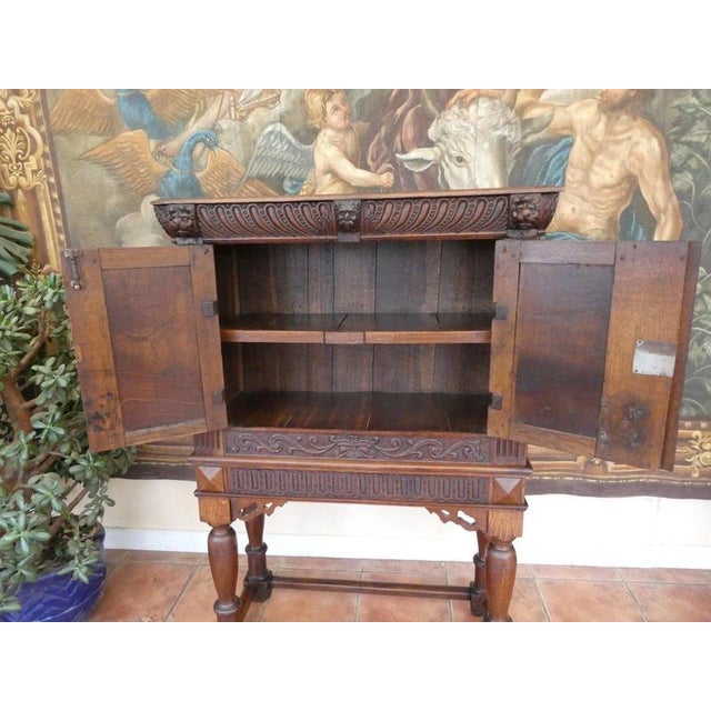 Antique English Country Oak Cupboard on Stand, 1730 For Sale - Image 17 of 18