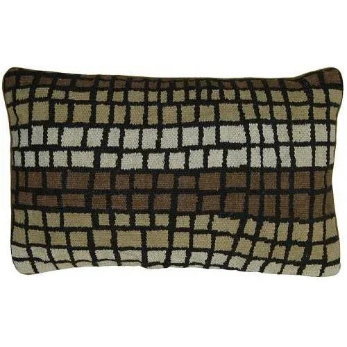 Contemporary Aubusson Cream & Brown Throw Pillow For Sale - Image 3 of 3