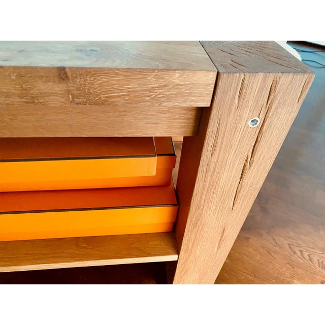 Wood Organic Minimalist Artisan-Crafted European White Oak Side Table For Sale - Image 7 of 12
