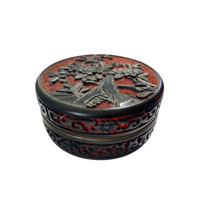 Chinese Vintage Chinese Lacquer Box With Blue Enamel For Sale - Image 3 of 8